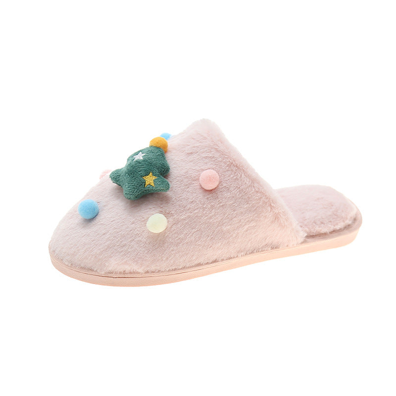 Wholesale Christmas Plush Warm Plush Velvet Home Shoes  Women Slippers